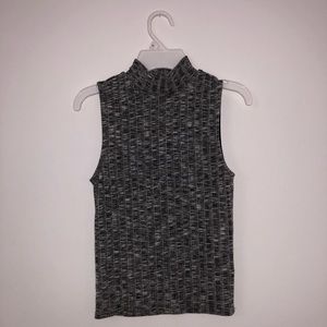 Grey mock neck cropped shirt